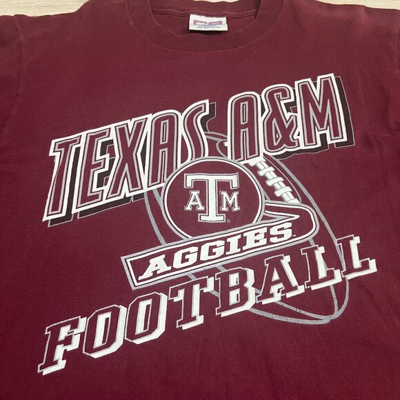 Texas A&M Aggies Football T-Shirt Medium Maroon Crable Sportswear Cotton Tee - Picture 2 of 9
